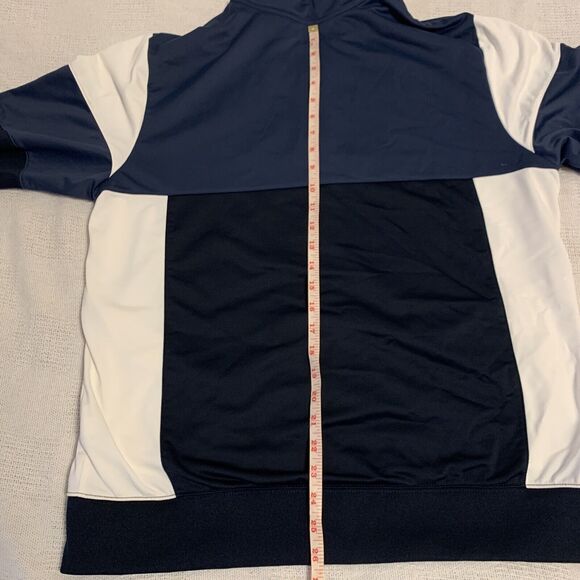 NIKE Mens Large Blue Black White Block Pattern Running Jacket Full zip Front - Picture 5 of 5